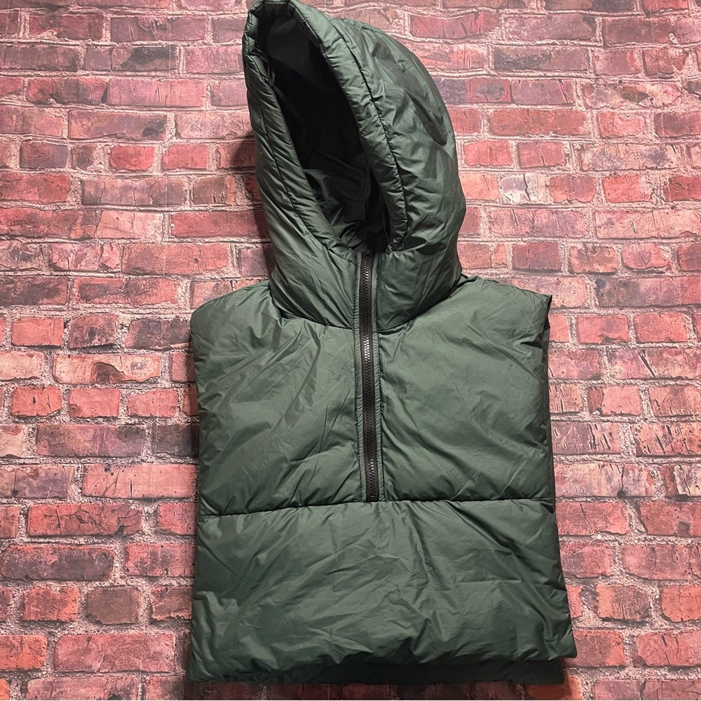 Mango Womens NEW NWT Quilted Puffer Vest Anorak Hooded Size Large Green - Picture 1 of 8